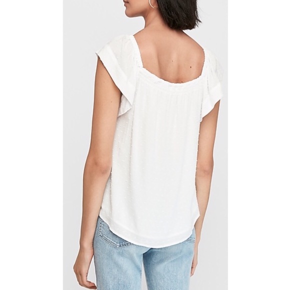 ๐HP!๐Express white dot flutter sleeve top - Picture 4 of 14